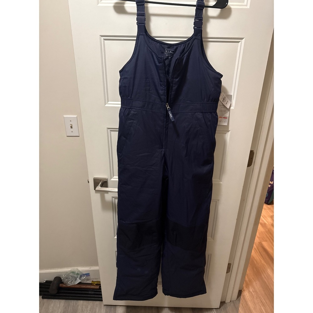 LL Bean Cold Buster Bib Kids Snow Pants Deepest Blue Insulated Overalls Size 18